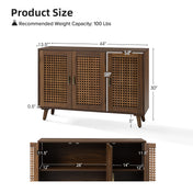 Sideboard, 3 Lattice Doors, Solid and Engineered Wood, Espresso