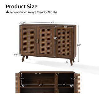Sideboard, 3 Lattice Doors, Solid and Engineered Wood, Espresso