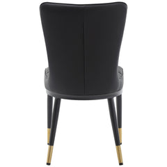 Dining Chairs, Set of 6, Black Faux Leather, Black Metal Legs