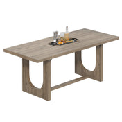 Rectangular Dining Table, Manufactured Wood, Brown, Four-Leg Base