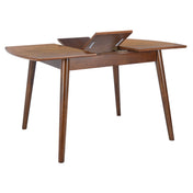 Extendable Dining Table, Self-Storing Leaf, Solid and Engineered Wood, Brown