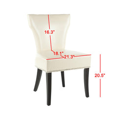 Parsons Chairs, Set of 2, Cream Upholstered, Rustic Black Solid Wood Legs