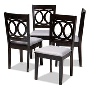 Dining Chairs, Set of 4, Gray Polyester, Espresso Brown Solid Wood