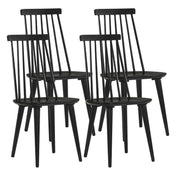 Side Chairs, Set of 4, Solid Rubberwood, Black