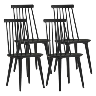 Side Chairs, Set of 4, Solid Rubberwood, Black