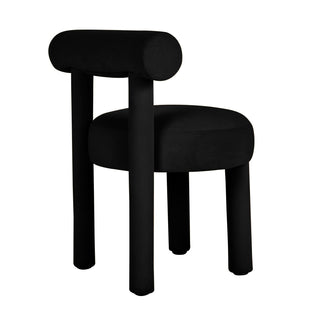 Side Chair, Black Velvet Upholstery, Solid Wood Legs
