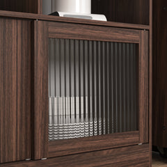 Bar Cabinet, Solid and Manufactured Wood, Rotating Tabletop, Walnut