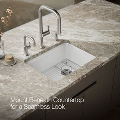 Undermount Kitchen Sink, Riverby, Single Bowl, Cast Iron, White