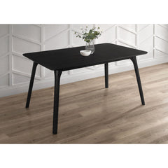 Dining Table, Rectangular, Seats 6, Black Wood Veneer Top and Wood Legs
