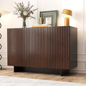 Sideboard Accent Cabinet, 3 Doors, 5 Adjustable Shelves, Black and Walnut
