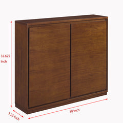 Accent Cabinet Sideboard, 2 Doors, 4 Shelves, Walnut Wood Grain MDF
