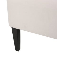 Wingback Dining Chair, Beige Fabric Upholstery, Black Birch Wood Legs