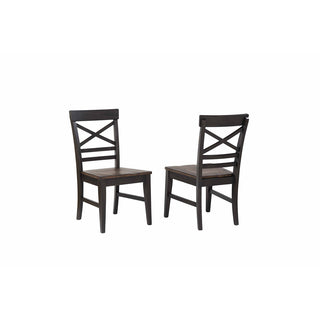 Side Chairs, Set of 2, Solid and Manufactured Wood, Black
