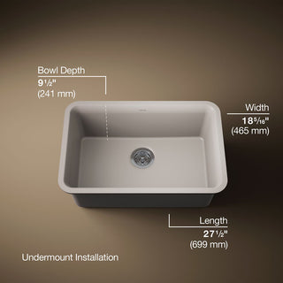 Undermount Kitchen Sink, Cairn, Neoroc Composite, 27.5 In, Matte Taupe