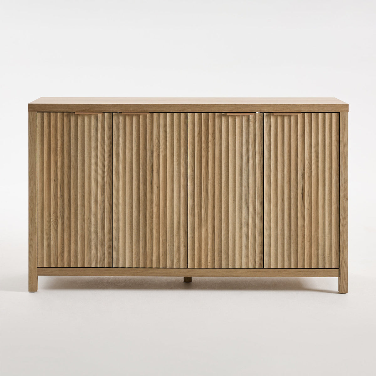 Sideboard, 4-Door Manufactured Wood, 56 Inch Wide, Sand Oak