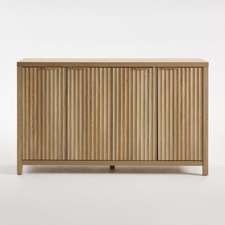 Sideboard, 4-Door Manufactured Wood, 56 Inch Wide, Sand Oak