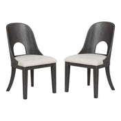 Side Chairs, Set of 2, Gray Polyester Upholstery, Gray Wood Legs