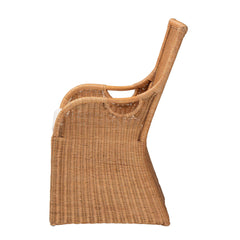 Dining Armchair, Woven Rattan Frame, Removable Seat Cushion, Light Honey