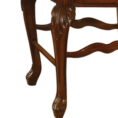 Counter Chairs, Set of 2, Beige Fabric, Cherry Solid Wood Frame