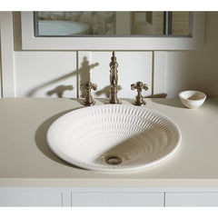 Round Bathroom Sink, Derring Carillon, Vitreous China, Translucent White