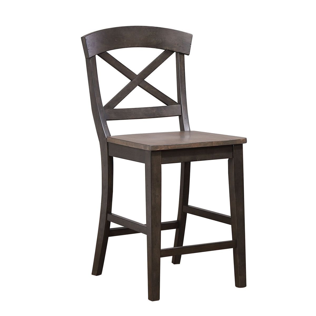 Counter Stool, Solid Wood, X-Back with Footrest, Four Legs