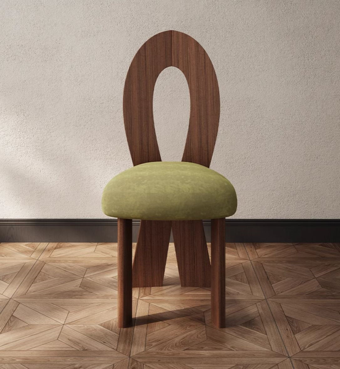 Side Chair, Green Polyester Upholstery, Brown Solid and Manufactured Wood Frame