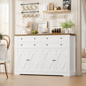 Sideboard, 4 Drawers, 2 Cabinets, Manufactured Wood, Rustic Brown/White