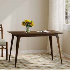 Dining Table, 59 Inch Rectangular, Rubberwood Legs, Natural Walnut