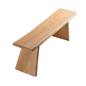 Dining Bench, 63-Inch Solid Elm Wood, Beige, Curved Legs