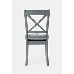 Side Chairs, Set of 2, Solid Acacia Wood, Cross Back, Gray