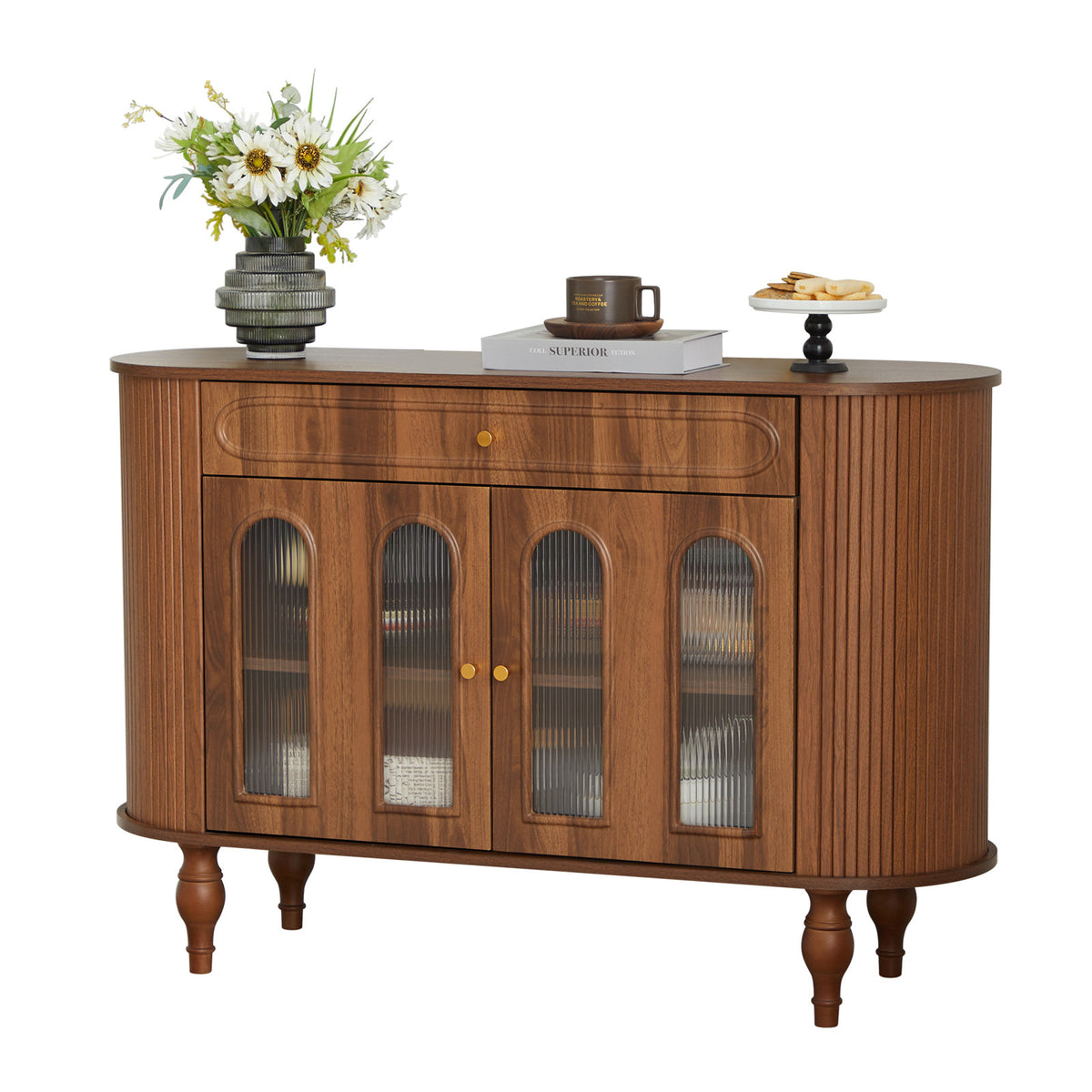 Sideboard, 2 Doors and 1 Drawer, Solid and Manufactured Wood, Brown