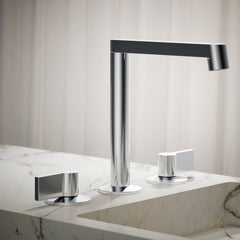 Bathroom Sink Spout, Components, Row Design, Single-Hole, Brass, Polished Chrome