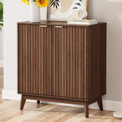 Sideboard, Solid and Manufactured Wood, Two Adjustable Shelves, Walnut