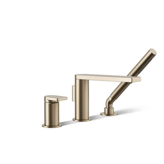 Deck-Mount Bath Faucet, Composed, Handshower, Lever Handle, Brass, Bronze