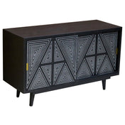 Sideboard, Solid Mango Wood, 44 Inch Wide, Two Sliding Doors, Black