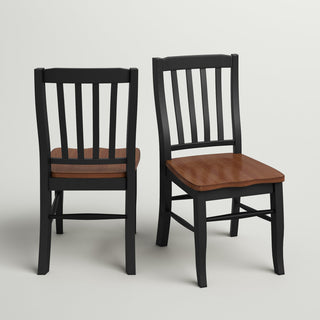 Side Chairs, Set of 2, Solid Rubberwood, Almond and Ebony Finish