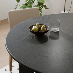 Round Dining Table, 42 Inch, Solid and Manufactured Wood, Black