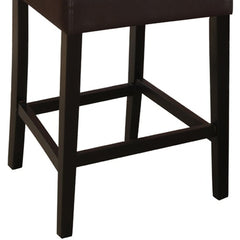 Counter Stools, Set of 2, Brown Faux Leather, Solid Wood Frame