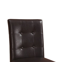 Counter Stools, Set of 2, Brown Faux Leather, Solid Wood Frame