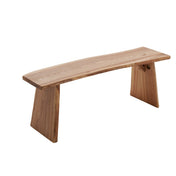Dining Bench, Solid Elm Wood, 47.5 Inch, Beige, Natural Wood Legs