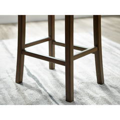 Counter Stools, Set of 2, Brown Solid Wood, Backless, Four Legs