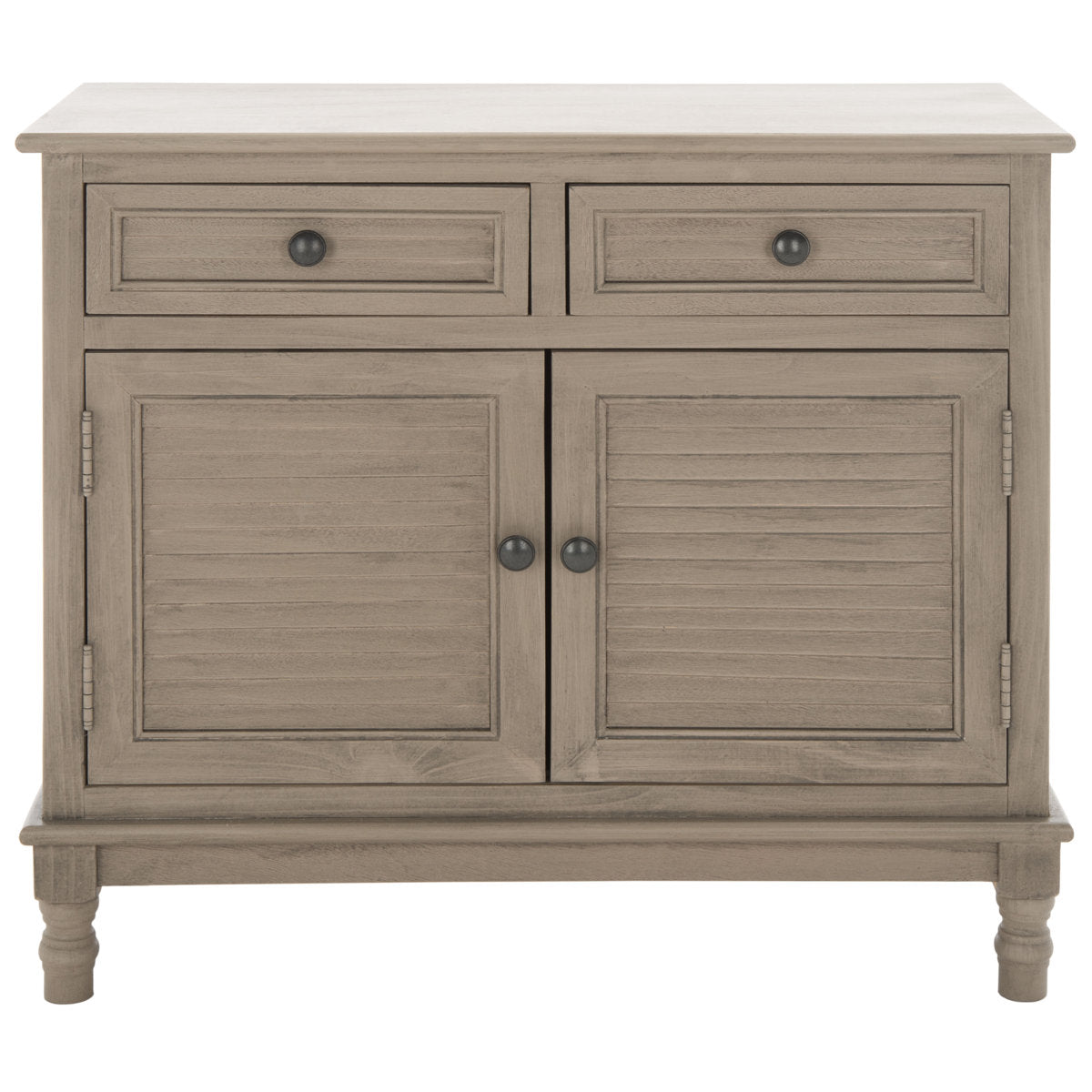 Mini Sideboard, Solid Pine and Engineered Wood, 2 Doors, 2 Drawers, Greige