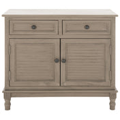 Mini Sideboard, Solid Pine and Engineered Wood, 2 Doors, 2 Drawers, Greige
