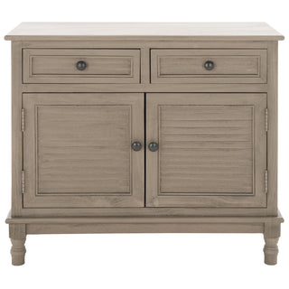 Mini Sideboard, Solid Pine and Engineered Wood, 2 Doors, 2 Drawers, Greige