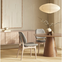 Upholstered Side Chair, Polyester Blend, Solid Oak Wood Frame and Legs