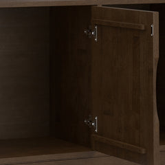 Sideboard Buffet, 3 Doors, Brown Wood Top, Angled Legs