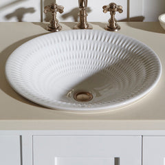 Round Bathroom Sink, Derring Carillon, Vitreous China, Translucent White