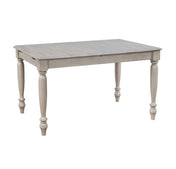 Extendable Dining Table, Solid Rubberwood, Gray Finish, Butterfly Leaf, Four Legs