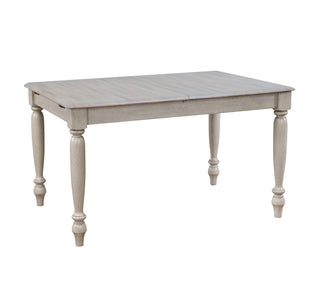 Extendable Dining Table, Solid Rubberwood, Gray Finish, Butterfly Leaf, Four Legs