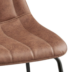 Counter Stools, Set of 4, Umber Brown Faux Leather, Gunmetal Steel Legs